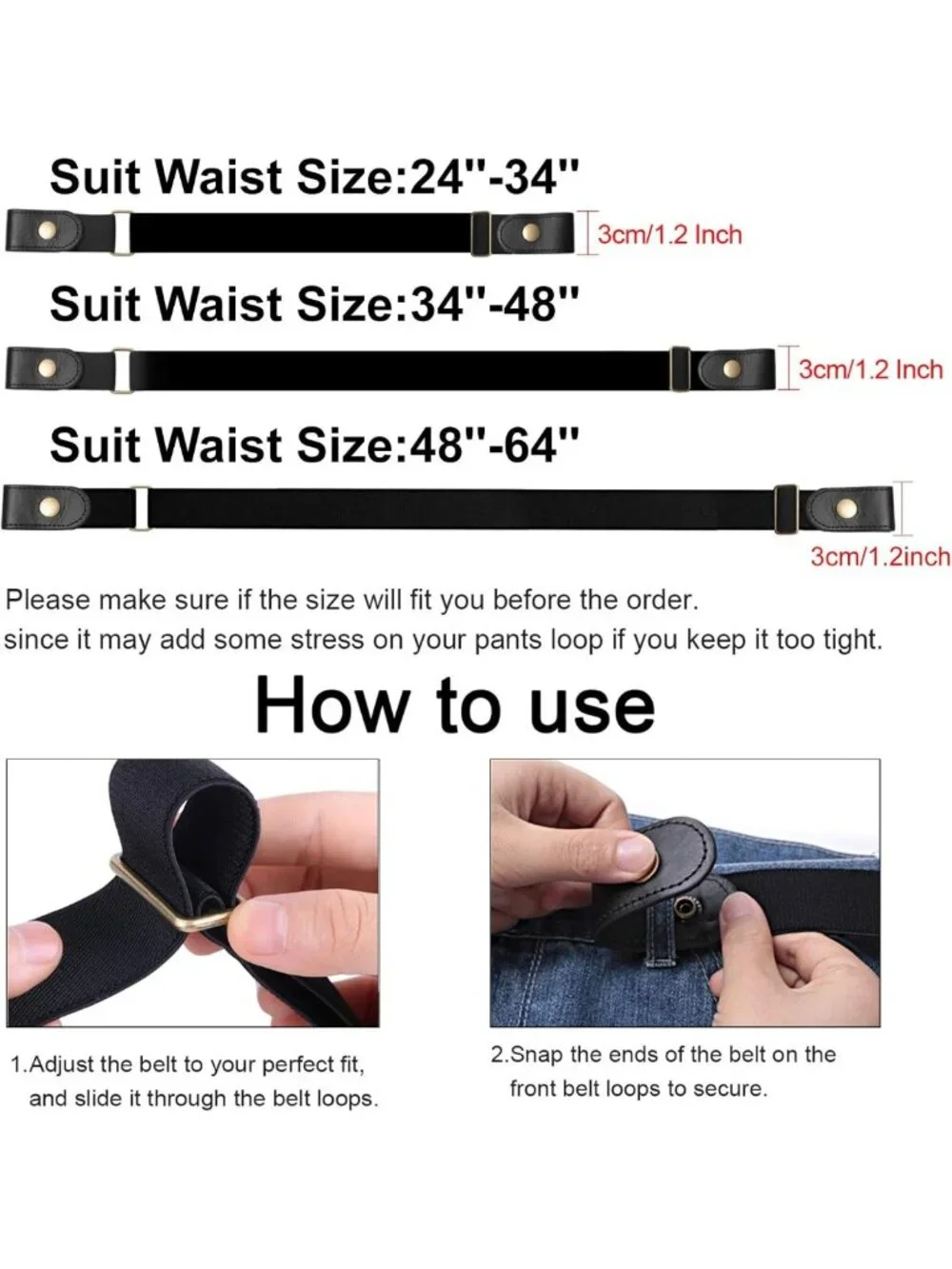 Comfortable No-Buckle Elastic Stretch Belts for Men & Women - Invisible Design